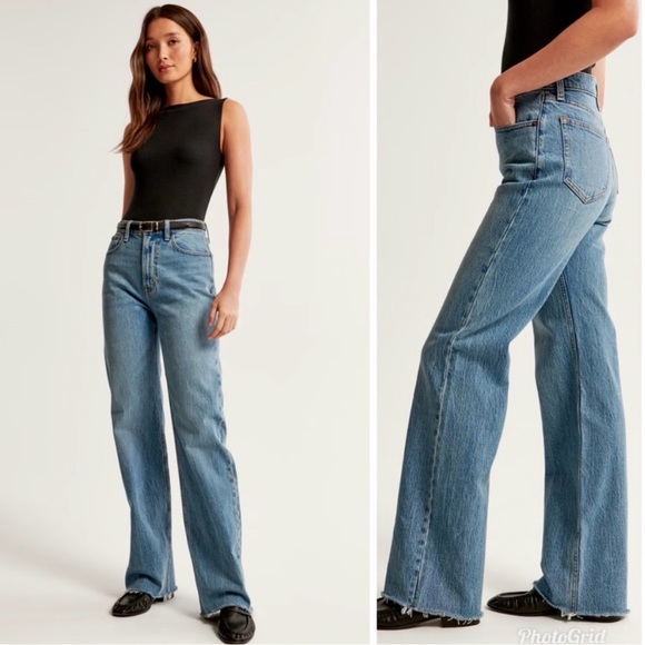 Abercrombie & Fitch Denim - Abercrombie & Fitch The 90s Relaxed Jean High Rise Blue Curve Love Size 18L